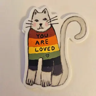 YOU ARE LOVED RAINBOW KITTY STICKER