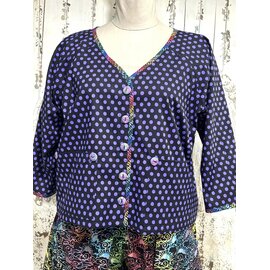 DAISY TOP - BLACK / PURPLE DOTS