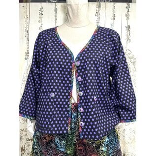 DAISY TOP - BLACK / PURPLE DOTS