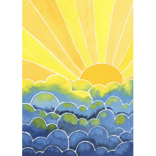 Birthday Card BLUE AND YELLOW SUNSET