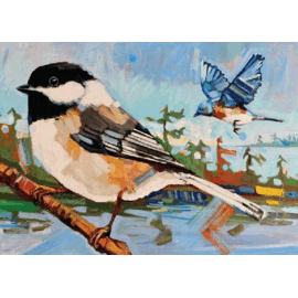 BIRTHDAY CARD CHICKADEE BLUEBIRD