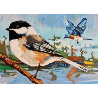BIRTHDAY CARD CHICKADEE BLUEBIRD