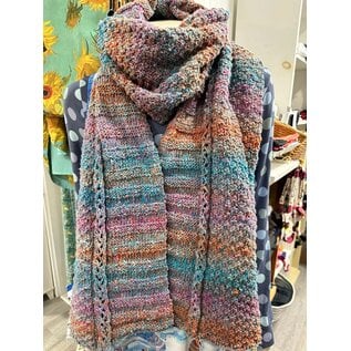 HAND KNIT SILK / COTTON  SCARF NORO YARN