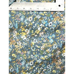 SOFT TEAL FLOWERS FABRIC- 1/2 yard