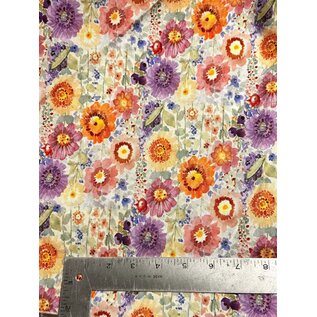 BRIGHT PASTEL FLOWERS FABRIC- 1/2 yard