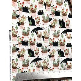 CATS IN PLANTS FABRIC- 1/2 yard