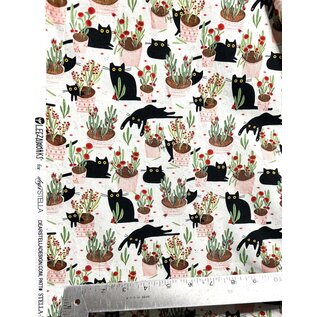 CATS IN PLANTS FABRIC- 1/2 yard