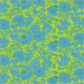 LIME N TURQ FLORAL FABRIC- 1/2 yard