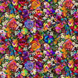 VIBRANT FLORAL FABRIC- 1/2 yard