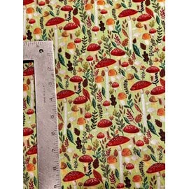 ADORABLE MUSHROOMS FABRIC- 1/2 yard