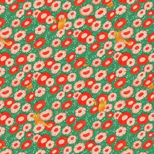 FLOWERS AND FELINES FABRIC- 1/2 yard