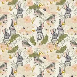 BIRDS N' BUNNS FABRIC- 1/2 yard
