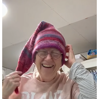 HAND KNIT RED STOCKING HAT