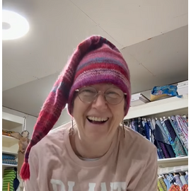 HAND KNIT RED STOCKING HAT