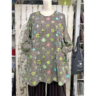 ISADORA  LONG TUNIC -KAFFE FASSETT GUINEA FLOWERS- SIZE LARGE