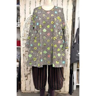 ISADORA  LONG TUNIC -KAFFE FASSETT GUINEA FLOWERS- SIZE LARGE