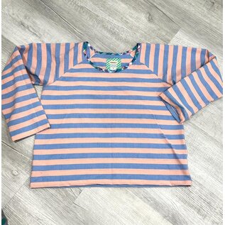 LILY TOP PEACH BLUE STRIPE SMALL