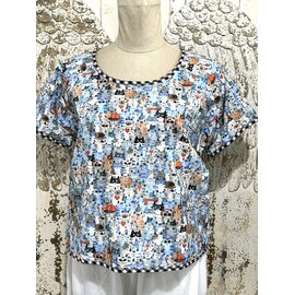 KAMALA DESIGNS PANSY TOP - CITY CATS - MEDIUM