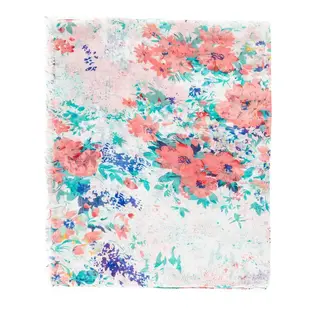 SCARF - ECRU WITH CORAL FLORAL