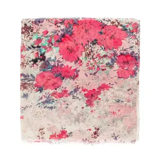SCARF - NATURAL WITH ROSE FLORAL