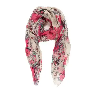 SCARF - NATURAL WITH ROSE FLORAL