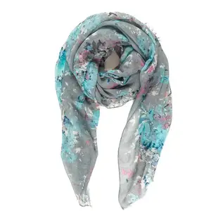 SCARF - GREY AQUA FLORAL