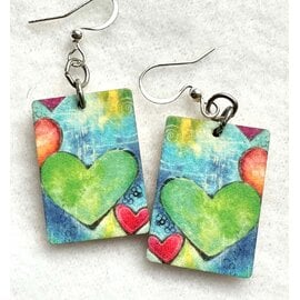 KATE'S ART EARRINGS - GREEN HEART