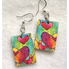 KATE'S ART EARRINGS - RED HEARTS