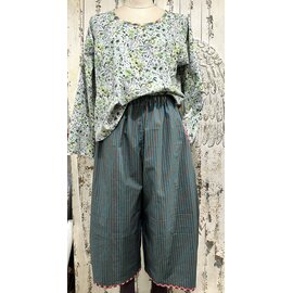 KAMALA DESIGNS JESSE WIDE CROP PANT - TURQUOISE/BROWN STRIPE
