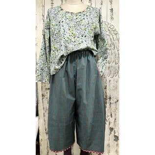KAMALA DESIGNS JESSE WIDE CROP PANT - TURQUOISE/BROWN STRIPE