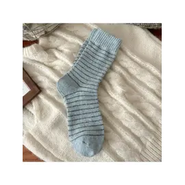 SOCKS -  SOFT WOOL BLEND BLUE GREY STRIPES