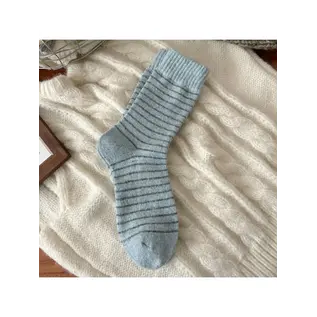 SOCKS -  SOFT WOOL BLEND BLUE GREY STRIPES