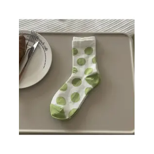 POLKA DOTS SOCKS - WHITE GREEN