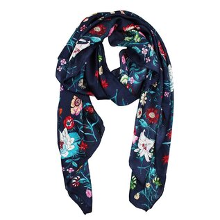 SILKY  RAYON NAVY FLORAL SCARF