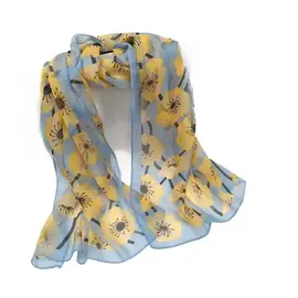 SILKY SKY YELLOW FLOWERS SCARF