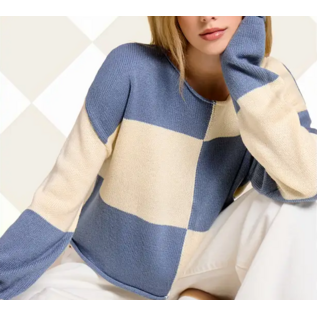 COLOR BLOCK CROPPED SWEATER