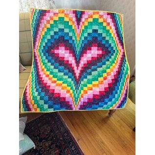 RAINBOW HEART QUILT - HANDMADE