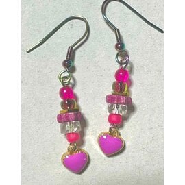 TINY HEARTS EARRINGS -  RASPBERRY