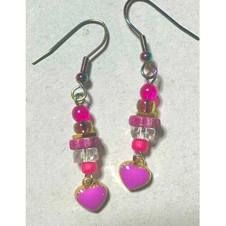TINY HEARTS EARRINGS -  RASPBERRY