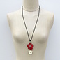 WOOD FLOWERS  NECKLACE- RED
