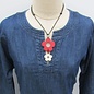 WOOD FLOWERS  NECKLACE- RED