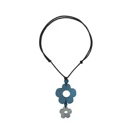 WOOD FLOWERS NECKLACE - BLUE