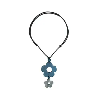 WOOD FLOWERS NECKLACE - BLUE