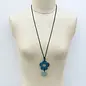 WOOD FLOWERS NECKLACE - BLUE