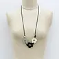 THREE WOOD FLOWERS  NECKLACE- BLACK