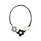 THREE WOOD FLOWERS  NECKLACE- BLACK