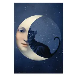 BLANK CARD - CAT AND THE MOON
