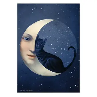 BLANK CARD - CAT AND THE MOON