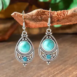 EARRINGS - SMALL TEARDROP FAUX TURQUOISE