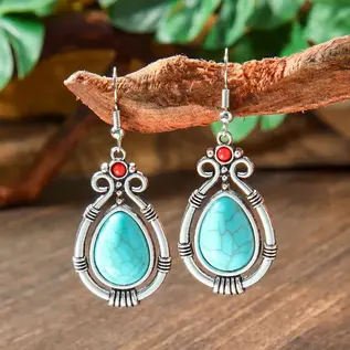 EARRINGS - FAUX TURQUOISE AMULET